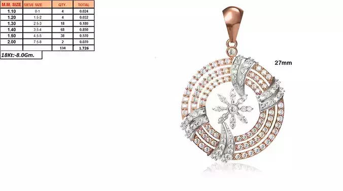Round Shaped Rose Gold Pendant With Diamonds 11