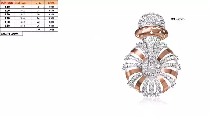 Round Shaped Rose Gold Pendant With Diamonds 12