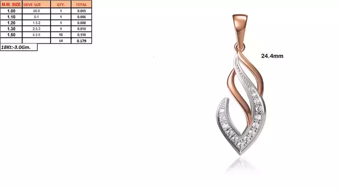 Leaf Shaped Rose Gold Pendant With Diamonds 7