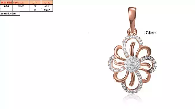 Flower Shaped Rose Gold Pendant With Diamonds 20
