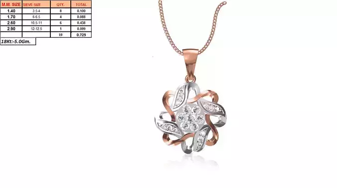 Flower Shaped Rose Gold Pendant With Diamonds 21