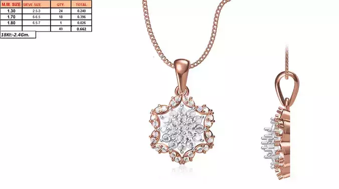 Hexagon Shaped Rose Gold Pendant With Diamonds 1