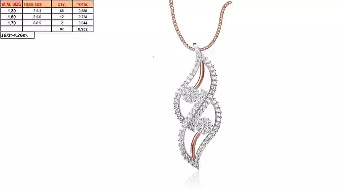 Leaf Shaped Pendant With Diamonds 5