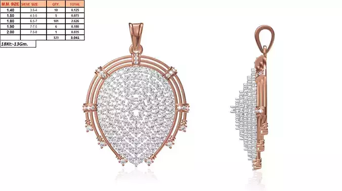 Pear Shaped Rose Gold Pendant With Diamonds