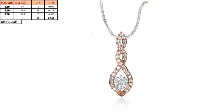 Twisted Marquise Shaped Rose Gold Pendant With Diamonds
