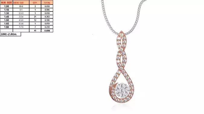 Twisted Marquise Shaped Rose Gold Pendant With Diamonds 1