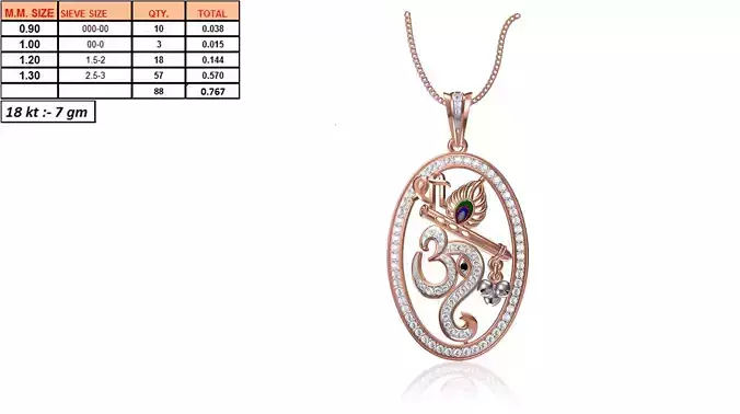 Oval Shaped OM Pendant With Diamonds