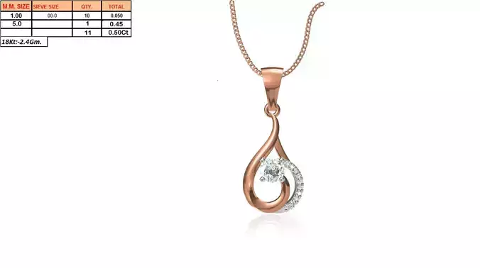 Drop Shaped Rose Gold Pendant With Diamonds 18