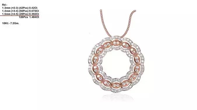 Round Shaped Rose Gold Pendant With Diamonds 15