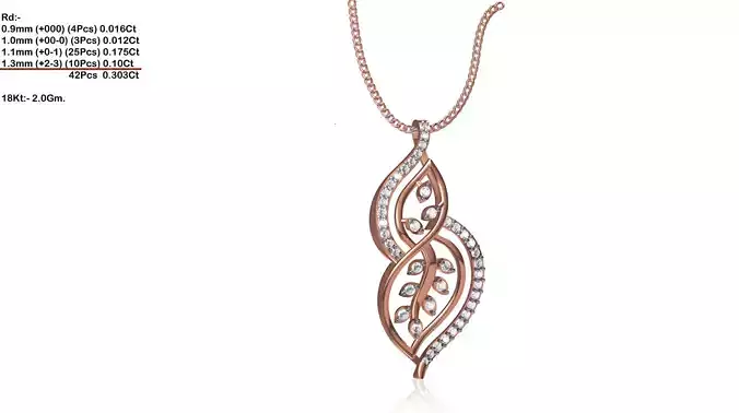 Leaf Shaped Rose Gold Pendant With Diamonds 8