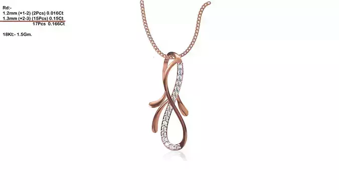 Infinity Loop Shaped Rose Gold Pendant With Diamonds