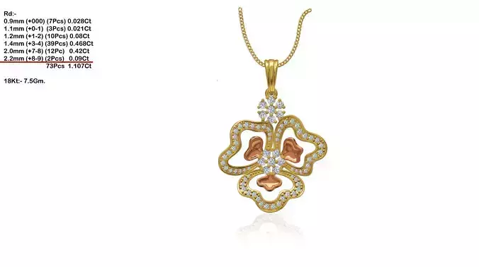 Flower Shaped Gold Pendant With Diamonds 20 3D print model
