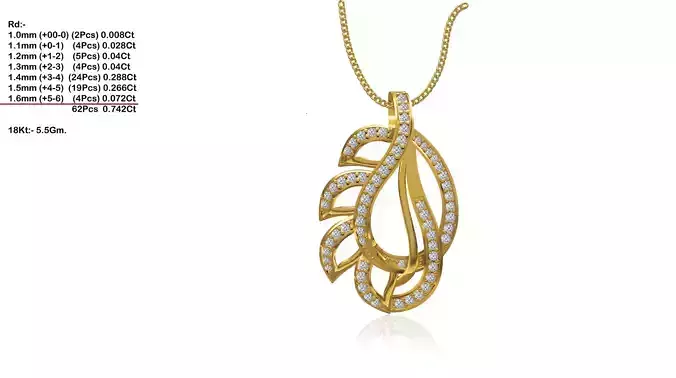 Floral Gold Pendant With Diamonds 7