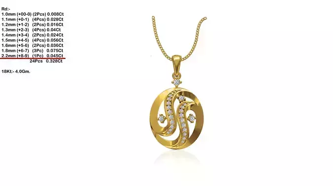 Oval Shaped Gold Pendant With Diamonds 9