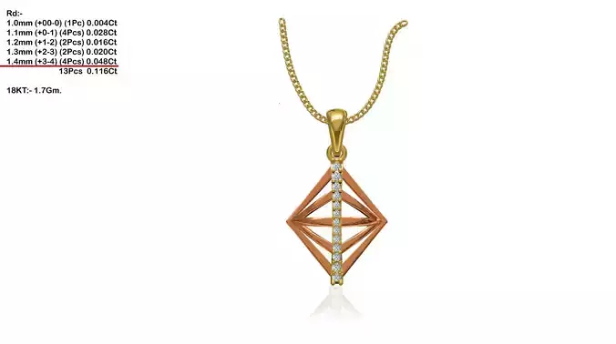 Rhombus Shaped Pendant With Diamonds