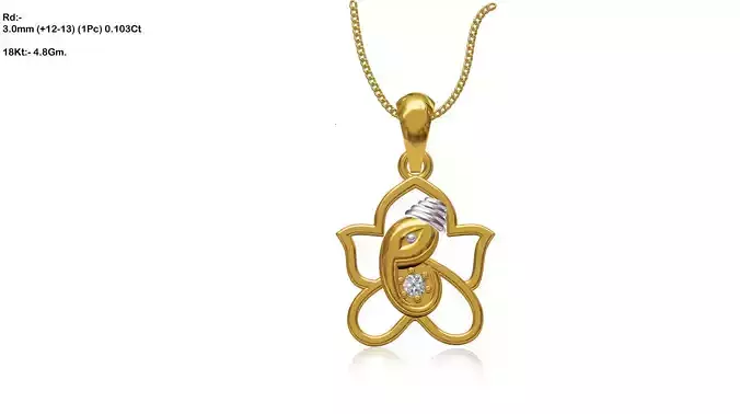 Lord Ganesh Gold Pendant With Diamonds