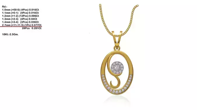 Oval Shaped Gold Pendant With Diamonds 10