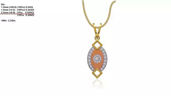 Oval Shaped Gold Pendant With Diamonds 11