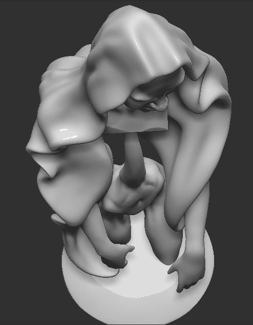 WomanSculpture woman with long hair 3D print model_9