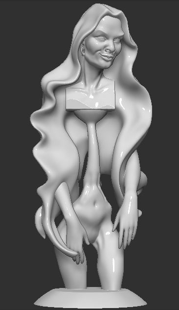 WomanSculpture woman with long hair 3D print model_4