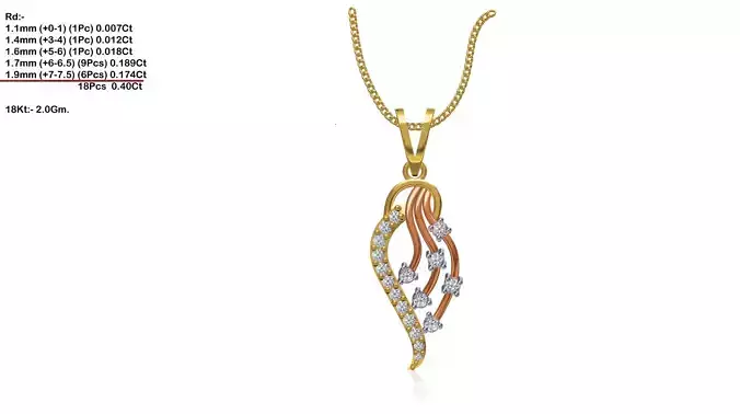 Leaf Shaped Gold Pendant With Diamonds 13