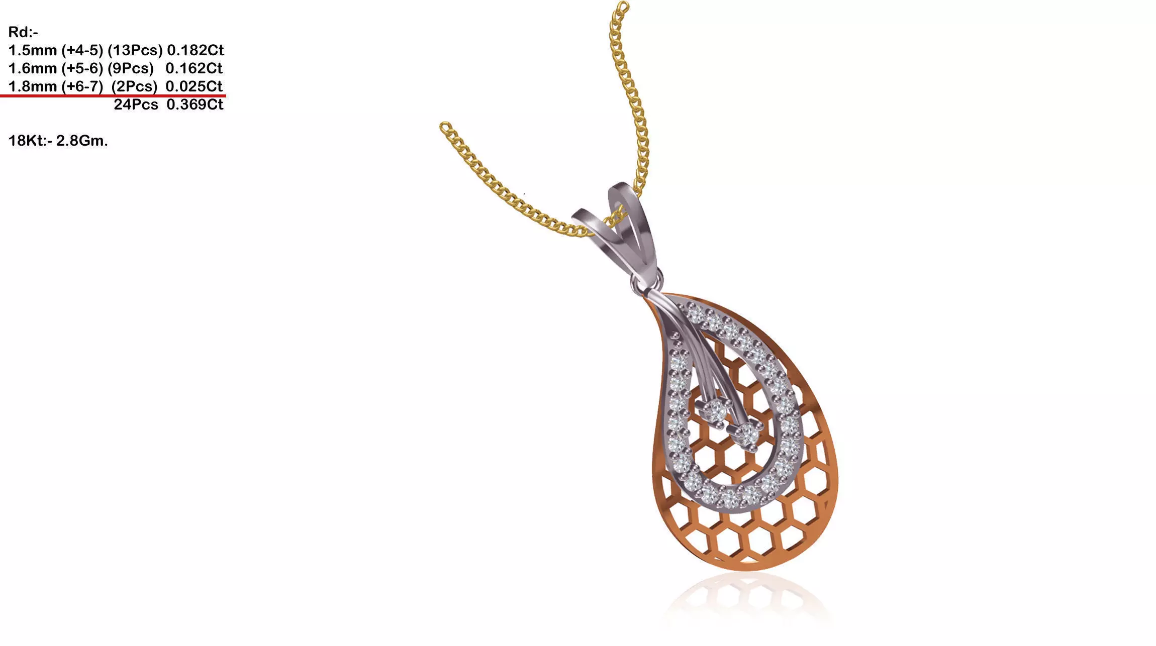 Mango Shaped Pendant With Diamonds 2 3D print model_0