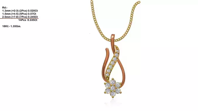 Floral Gold Pendant With Diamonds 8