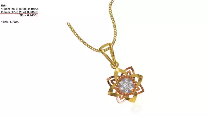 Flower Shaped Gold Pendant With Diamonds 21 3D print model
