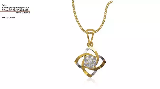 Flower Shaped Gold Pendant With Diamonds 22