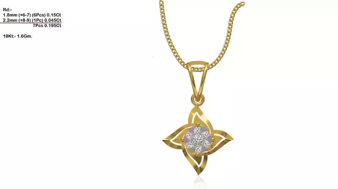 Flower Shaped Gold Pendant With Diamonds 23