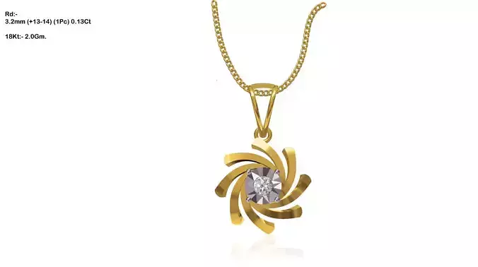 Flower Shaped Gold Pendant With Diamonds 24 3D print model