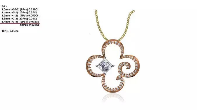 Flower Shaped Rose Gold Pendant With Diamonds 25