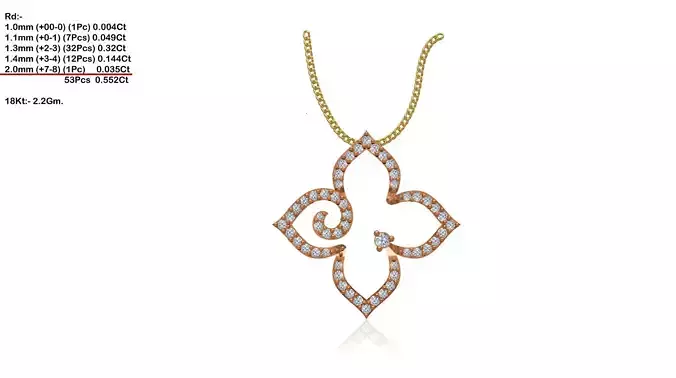 Flower Shaped Rose Gold Pendant With Diamonds 26