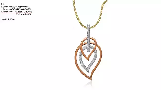 Mango Shaped Multi Metal Pendant With Diamonds 2