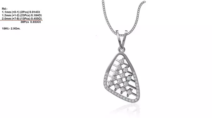 Triangle Shaped Silver Pendant With Diamonds 1
