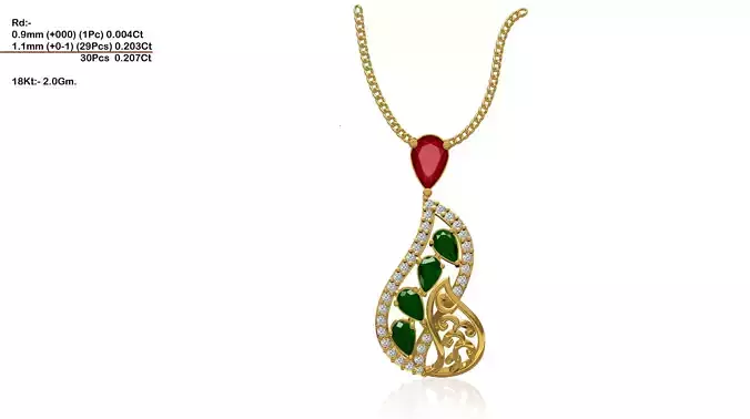 Gold Pendant With Gemstones 4