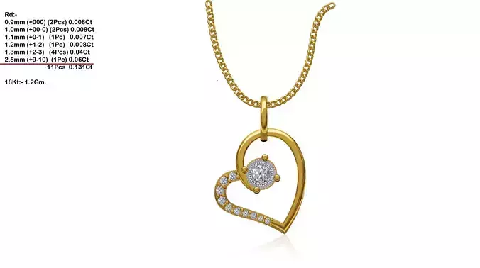 Heart Shaped Gold Pendant With Diamonds 33