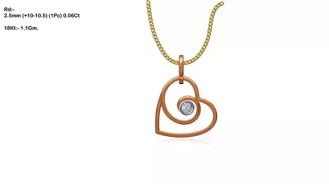 Heart Shaped Gold Pendant With Diamonds 34