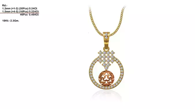 Round Shaped Gold Pendant With Diamonds 23