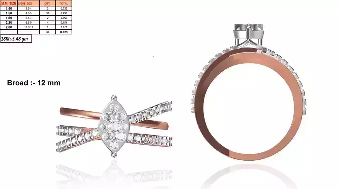 Marquise Shaped Rose Gold Ring With Diamonds