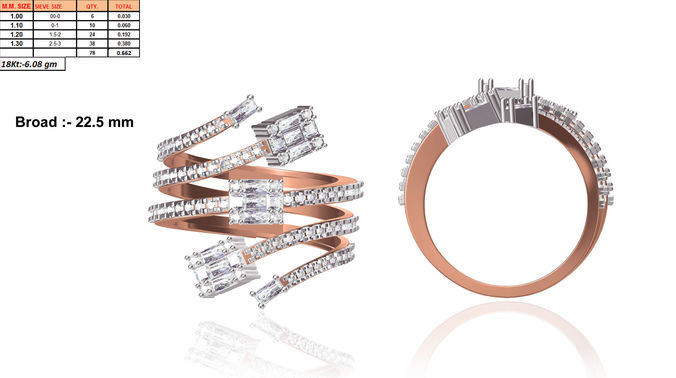 Spiral Rose Gold Ring With Diamonds 1 3D print model