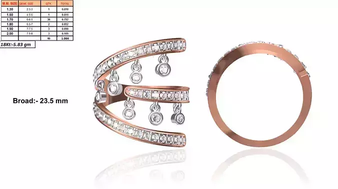 Spiral Rose Gold Ring With Diamonds 2