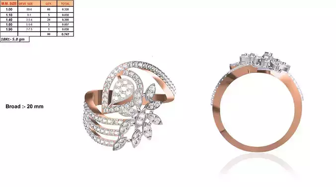 Spiral Floral Rose Gold Ring With Diamonds