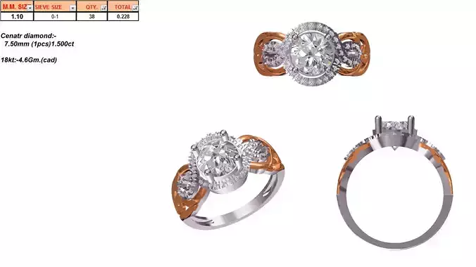 Round Shaped Halo Silver Ring With Diamonds 14