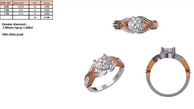 Twisted Silver Ring With Diamonds 1