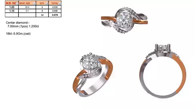 Swirl Loop Silver Ring With Diamonds 3