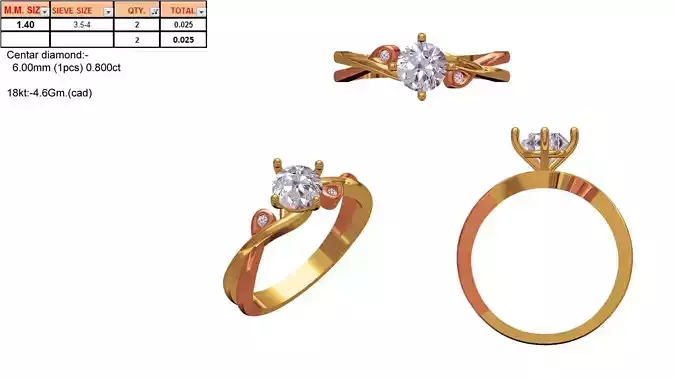 Gold Engagement Ring With Diamonds 232