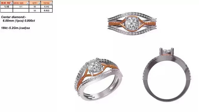 Silver Side Stone Ring With Diamonds 28