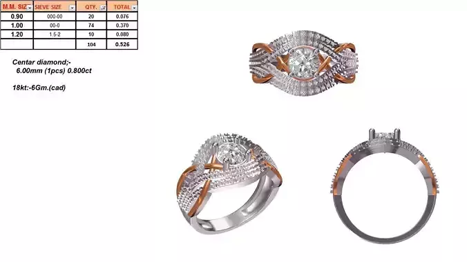 Twisted Silver Ring With Diamonds 2