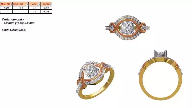 Twisted Marquise Shaped Gold Ring With Diamonds